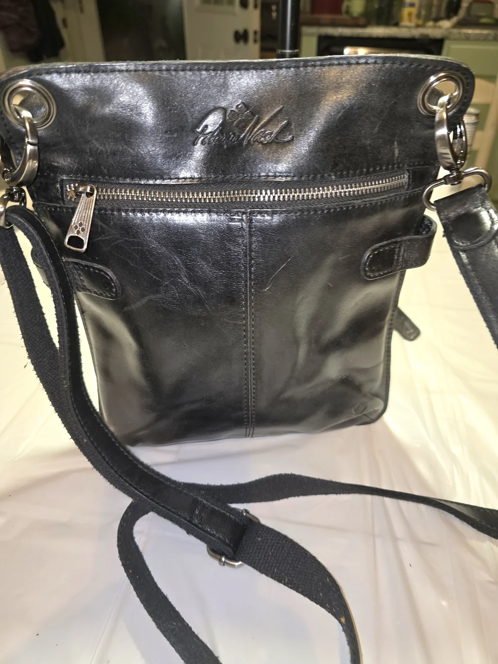 Patricia Nash Black Embossed Leather Crossbody with Studded Medallion - Picture 5 of 6